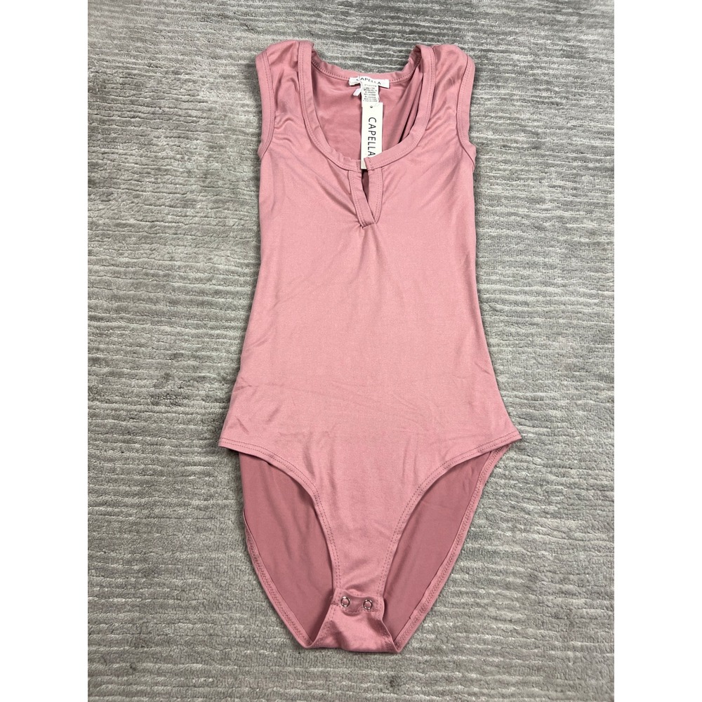 Capella Bodysuit Women S Mauve Pink BT2706 Sleeveless V-Slit Scoop Neck Stretch